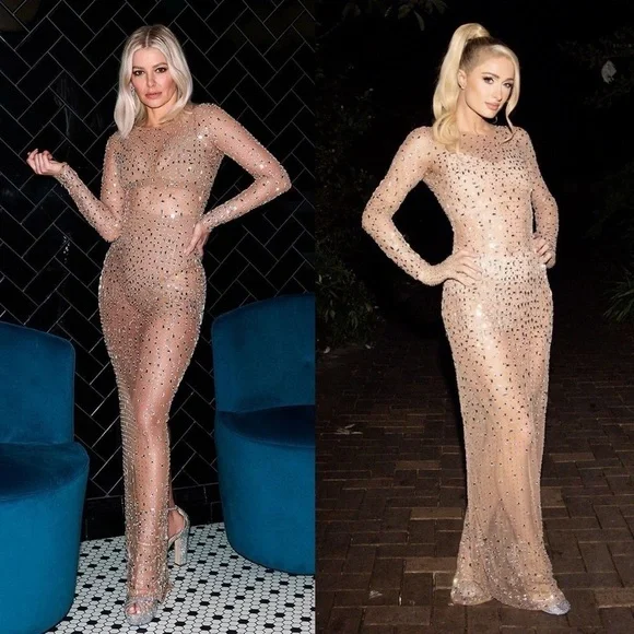 Retrofete Vinci Crystal Embellished Handmade Sheer Maxi Dress Gown NEW with tags - Picture 2 of 15